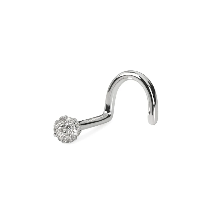 Șurub de nas din aur de 14 ct cu pietre de zirconiu