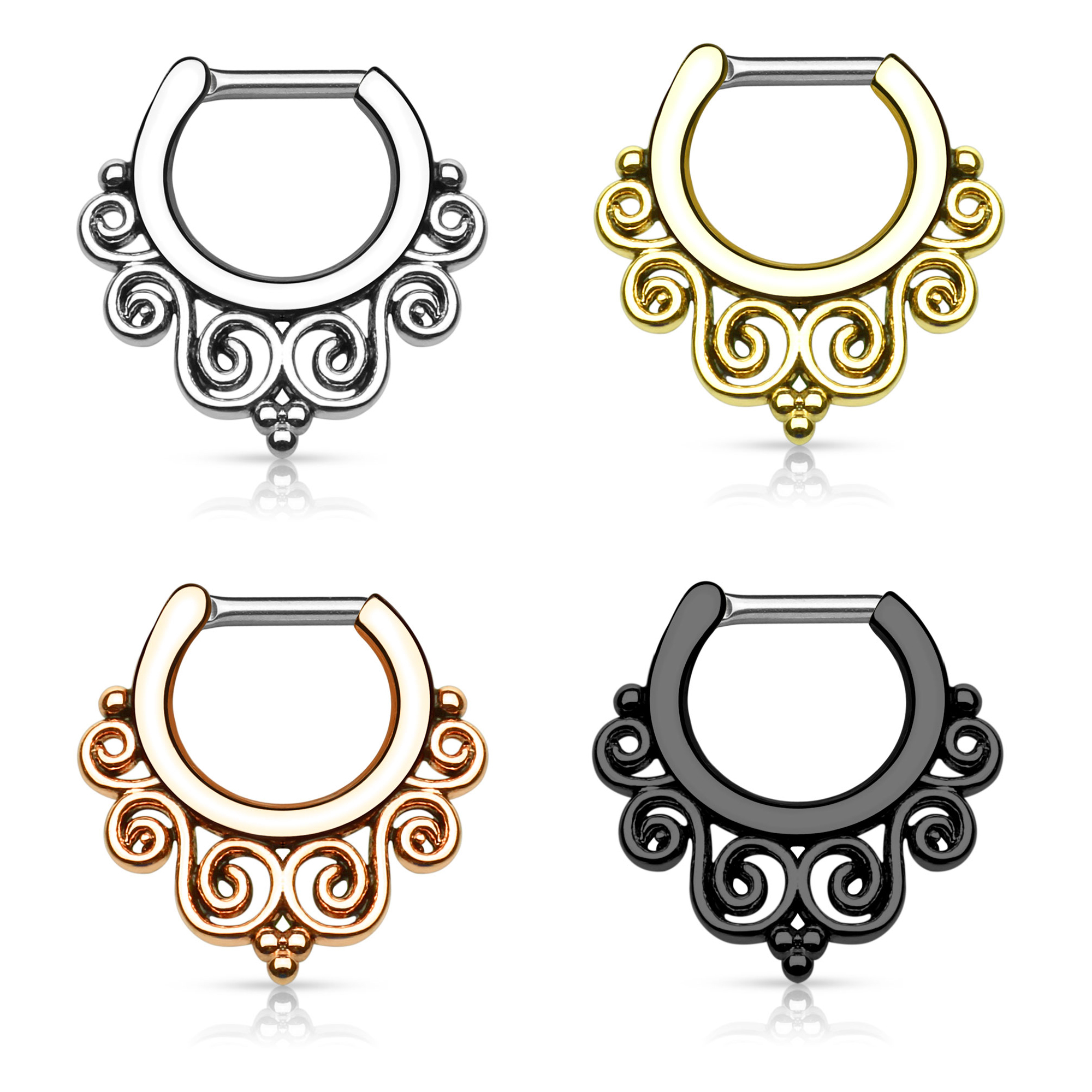 Cercel de sept cu model spiralat