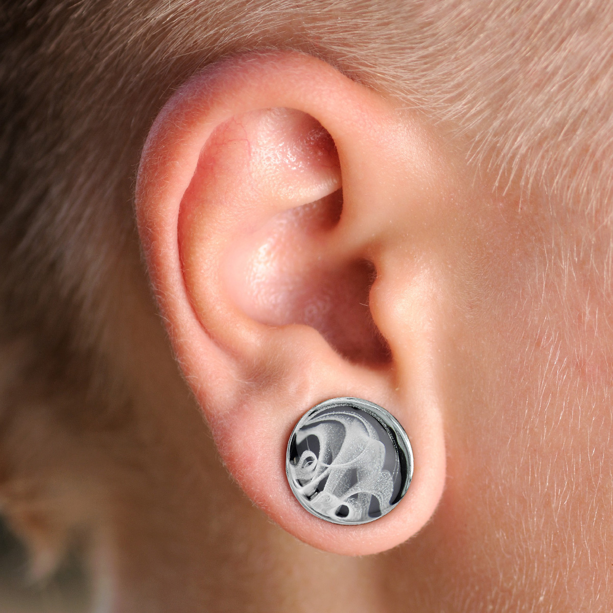 Plug de ureche din sticlă cu model fum