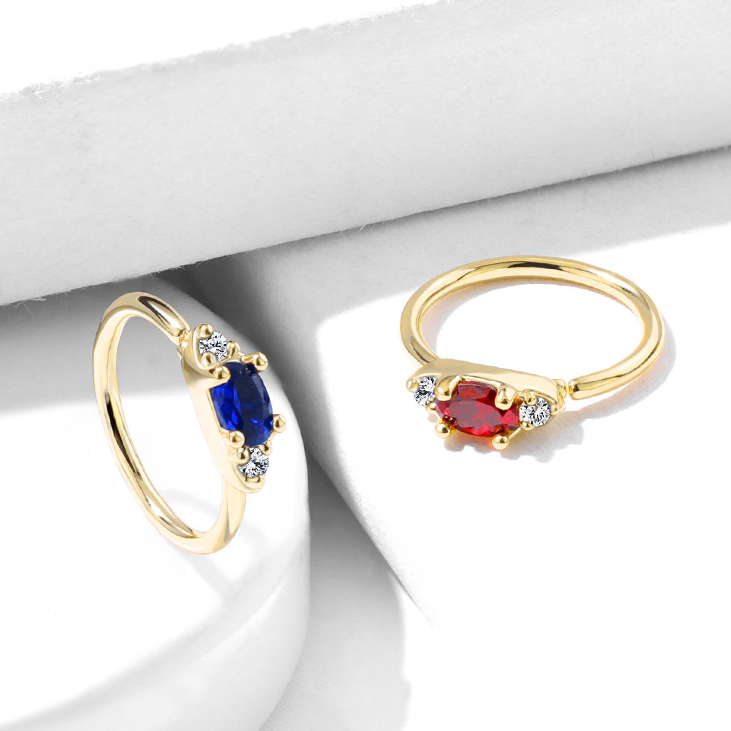 Cercel cu piatră ovală în diverse culori