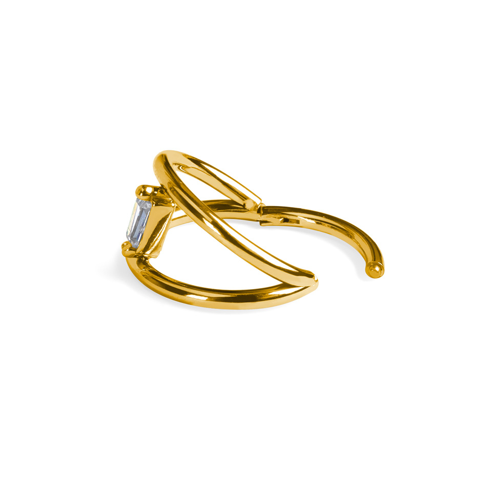 Cercel dublu din titan cu piatră interconectată