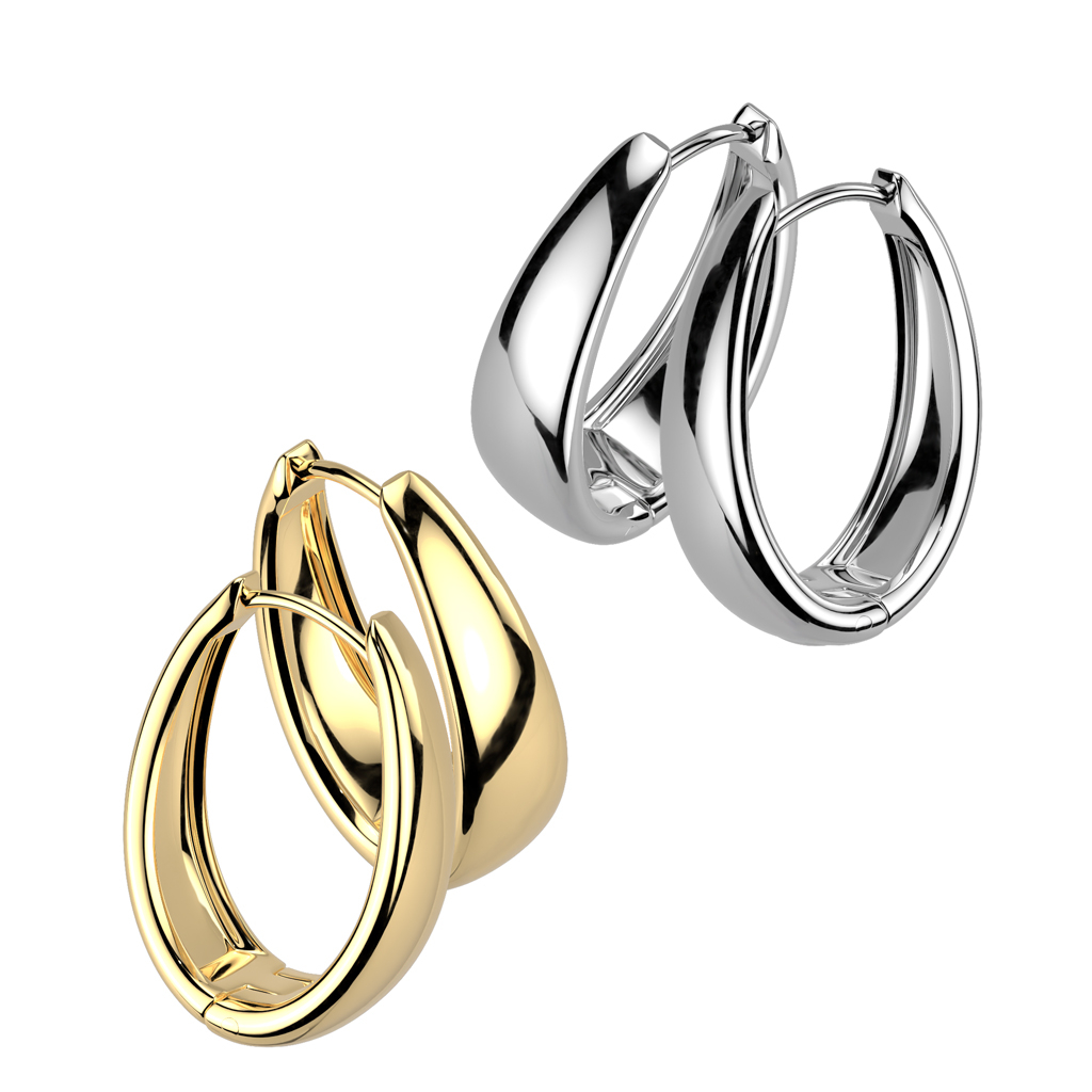 Pereche de cercei hoops ovali