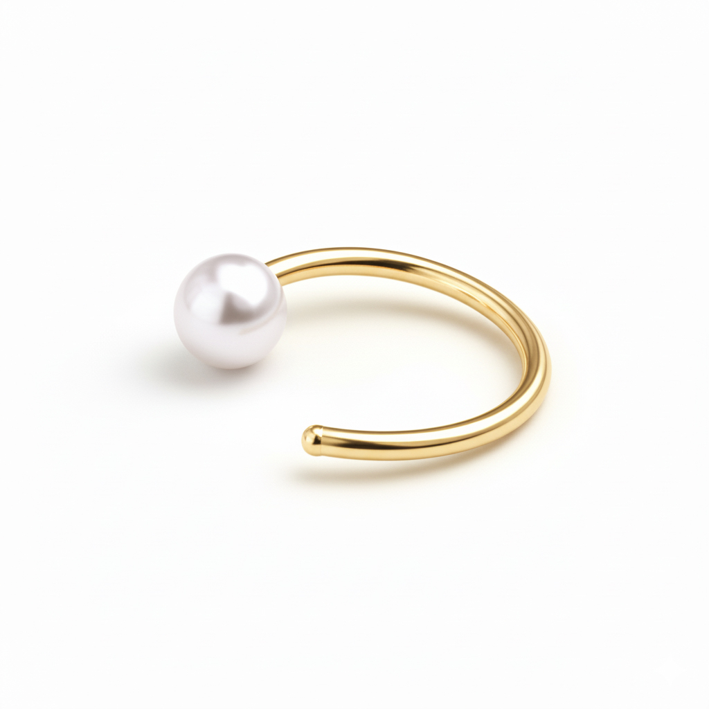 Cercel hoop deschis din titan cu perlă