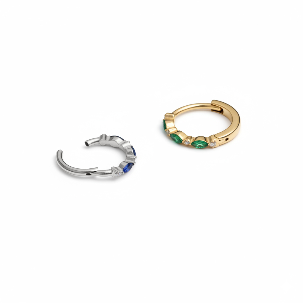 Cercel din titan cu pietre colorate