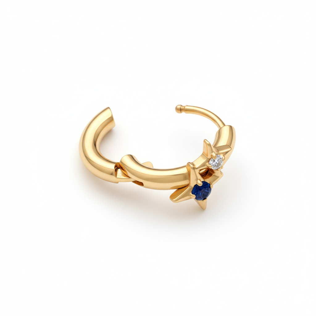 Cercel din titan cu două steluțe