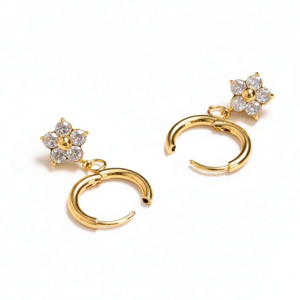 Pereche de cercei cu pandant floare