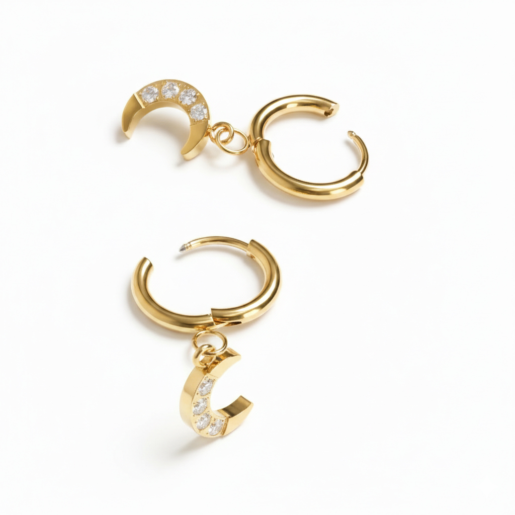 Pereche de cercei cu pandant lună