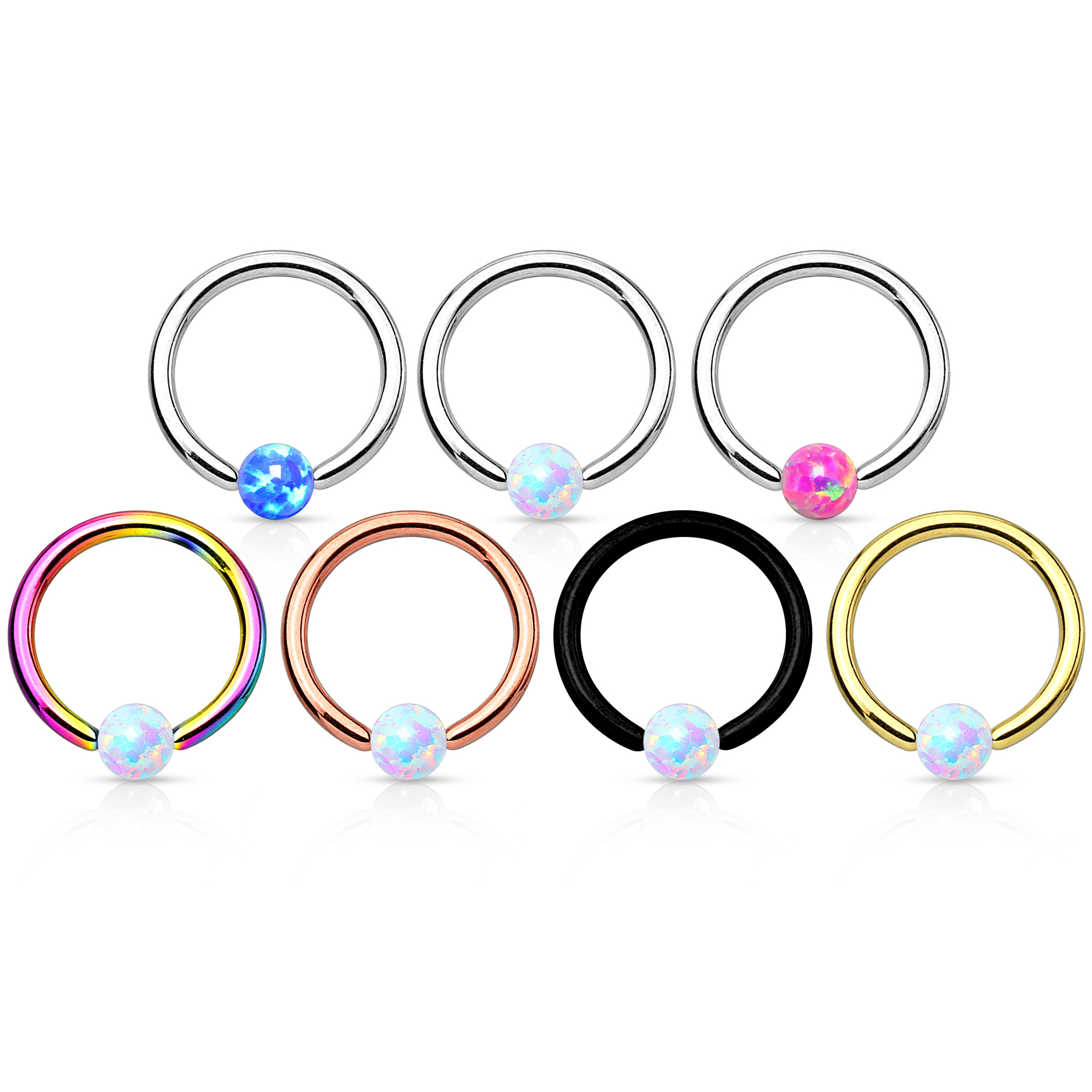 Cercel piercing cu bilă din piatră opal