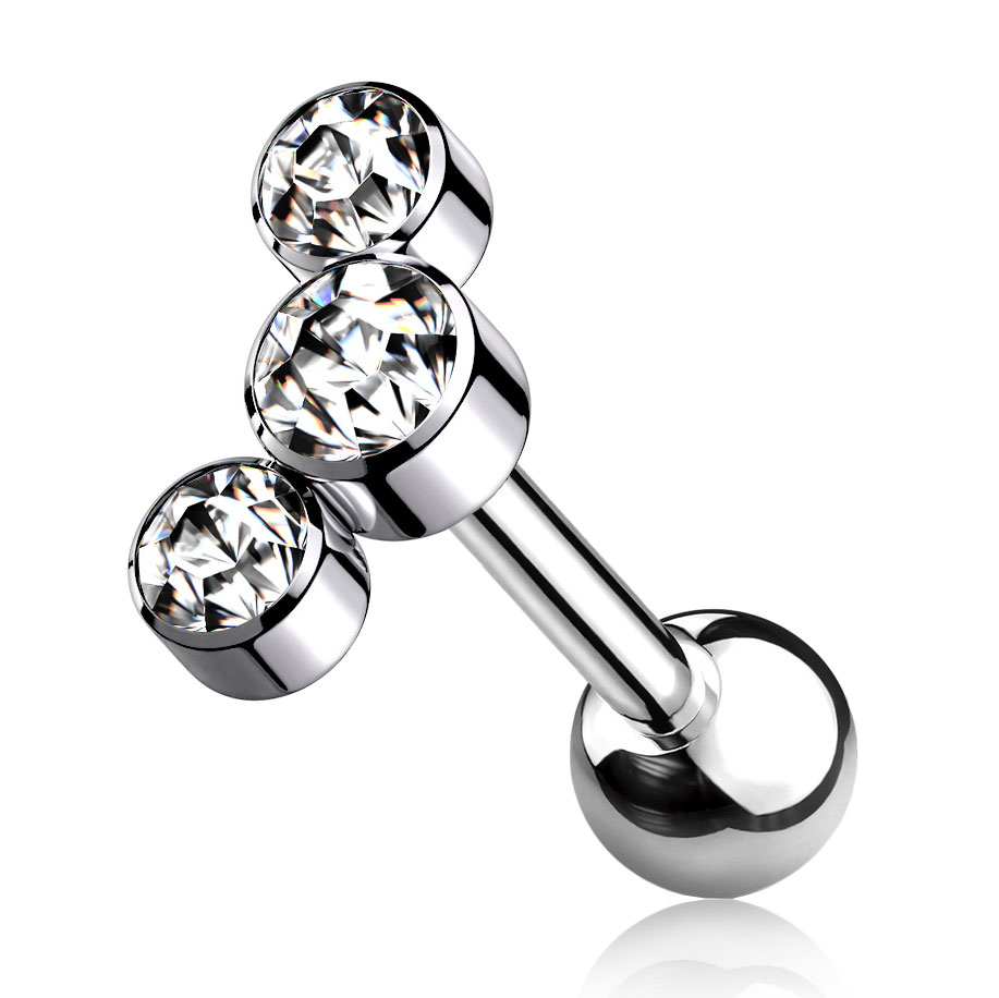 Barbell din titan cu filet interior și trei pietre